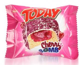 TODAY Cherry BOMB 55g  (Dortík s polevou a třešňovou náplní )