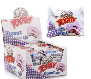 Today Donut 50g*24ks - borůvka (50g) x 24 ks (MINIDEZERT S BORŮVKOVOU NÁPLNÍ V POLEVĚ)