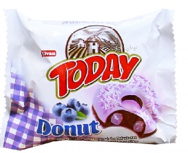 Today Donut 50g - borůvka (50g)  (MINIDEZERT S BORŮVKOVOU NÁPLNÍ V POLEVĚ)