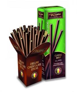 TRIANON DELUXE ČOKOLÁDOVÉ TYČINKY MÁTOVÉ 50% 125g (Čokoládové tyčinky z výborné hořké belgické čokolády s mátovou náplní.)