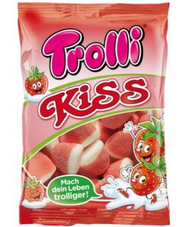 Trolli Kiss 200g - DMT 08.08.2023 (Pěnové želé s chutí a tvarem jahod s přídavkem jahodové šťávy.)