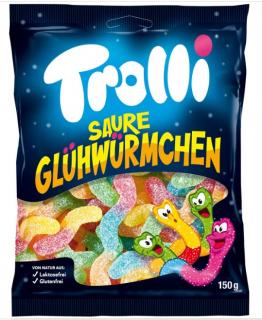 Trolli Saure Glühwürmchen 200g (Želéměkké s kyselou posypkou v kombinaci chuti třešní, citronů, jahod, pomerančů, hroznů a limetky.)