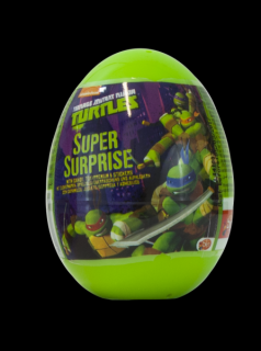 Turtles plastové vajíčko 10g - DMT 25.03.2019 (Plastové vajíčko s překvapením, sběratelskou samolepkou a sladkými bonbónky (10g).)