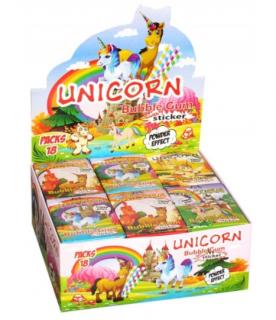 Unicorn Bubble Sticks 35g x 18ks (Žvýkací tyčinky se samolepkou v praktické krabičce.)