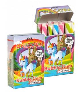Unicorn Bubble Sticks 35g  (Žvýkací tyčinky se samolepkou v praktické krabičce.)