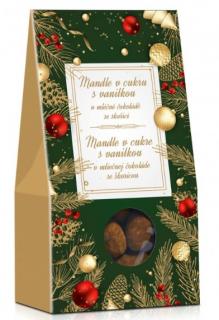 Vánoční - Mandle se skořicí s vanilkou v mléčné čokoládě (stříška) 130g - DMT 30.09.2024 (Mandle v cukru s vanilkou v mléčné čokoládě se skořicí.)