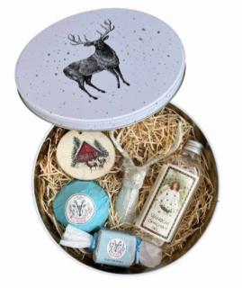 Vánoční plechový box – jelen (Krásný vánoční dárek pro chvíle pohody. Nadělte svým blízkým pohodu a klid s naším vánočním plechovým boxem. Vděčný dárek pro rodinu nebo přátele. Plechovou dózu pak může obdarovaný použít na vánoční cukroví.)