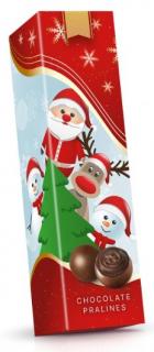 Vánoční postavičky - výběr italských pralinek 40g - DMT 30.04.2025 (Bonboniéra obsahuje tři čokoládové plněné pralinky s krémovou náplní v dárkové krabičce.)