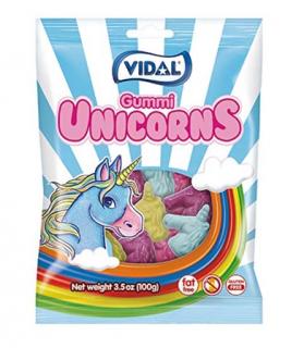 Vidal Gummy Unicorns 100g - DMT 7/2023 (Gumové sladké ovocné želé ve tvaru hlavy jednorožce.)