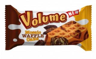 Volume waffle cake 45g - mozaika - DMT 27.12.2023 (Dortík s čokoládovou náplní a kakaovou polevou.)