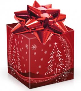 Výběr italských pralinek s červenou rozetou - Červený stromeček 210g - DMT 30.11.2024 (Bonboniéra obsahuje čokoládové plněné pralinky s krémovou náplní v dárkové krabičce s vánočním motivem .)
