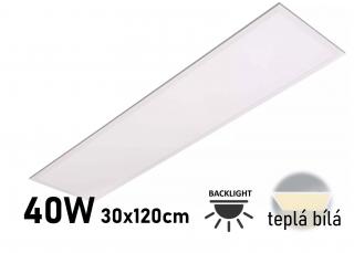 LED panel 40W BACKLIGHT BLP30120 TEPLÁ BÍLA 30x120cm 102310