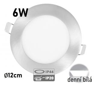 LED panel  CHROM LADA 6W DENNÍ BÍLÁ vestavný kruh IP44/20 ECOLITE LED-WSL-6W/41/CHR