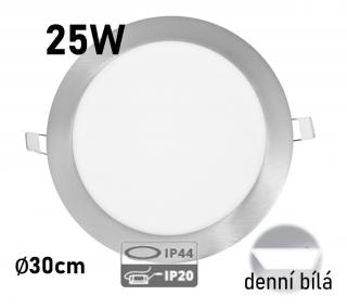 LED panel IP44/ 20 CHROM LADA 25W DENNÍ BÍLÁ kruh vestavný ECOLITE LED-WSL-25W/41/CHR