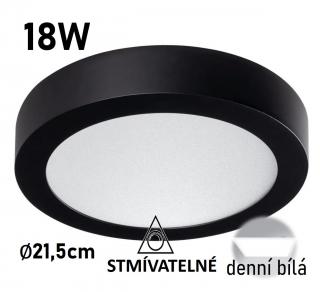 LED panel stmívatelný CARSA 215mm 18W černý DENNÍ BÍLÁ přisazený 33536