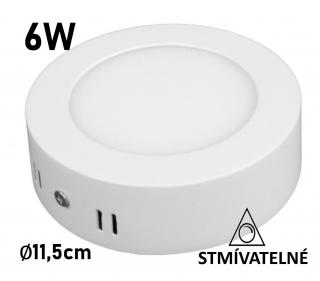 LED panel stmívatelný PL6 kulatý 115mm  6W Přisazený Barva světla: denní bílá