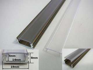 LED profil N6B - Bronzový MaxLumen.cz varianta profilu: profil + čirý difuzor 1m