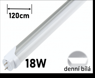 LED trubice 120cm/140lm opálový kryt DENNÍ BÍLÁ led zářivka