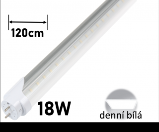 LED trubice T8-TP120/140lm 18W 120cm čirý kryt DENNÍ BÍLÁ