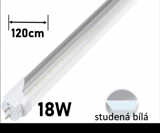 LED trubice T8-TP120/140lm 18W 120cm čirý kryt STUDENÁ BÍLÁ