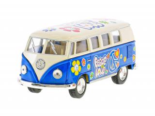 Autobus Volkswagen 13cm kov na zpětný chod 4barvy Barvy: modrá