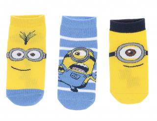 Dětské ponožky MIMONI 3 pack kotníkové žlutomodré Velikost: 23-26