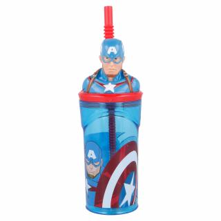 Kelímek s brčken a 3D figurkou 360 ml - Kapitán amerika, Avengers