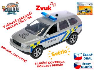 Kids Globe Traffic policie CZ 11cm kov na zpětný chod na baterie česky mluvící se světlem v krabičce