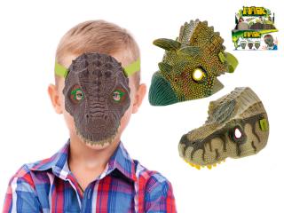 Maska dinosaurus 19cm 3druhy Barvy: světle zelená