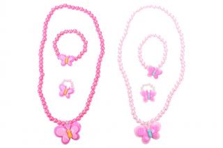 Módní růžový korálkový set náhrdelník a náramek Barvy: růžová