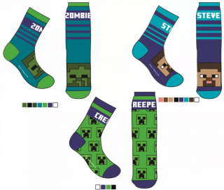 Ponožky MINECRAFT chlapecké 3pack Velikost: 31-34