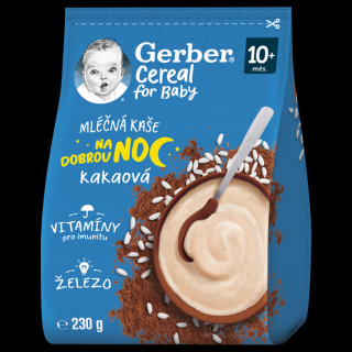 GERBER Cereal mléčná kaše kakaová Dobrou noc 230g