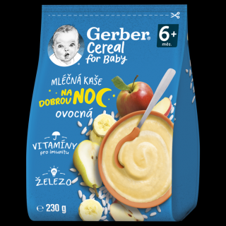 GERBER Cereal mléčná kaše ovocná Dobrou noc 230g