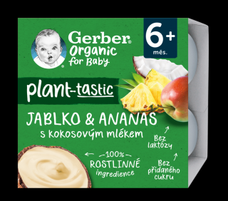Gerber Organic 100% rostlinný dezert jablko a ananas s kokosovým mlékem 90 g