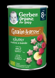 Gerber Organic křupky s malinami a banánem 5x 35 g