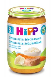 HiPP BIO Zelenina s rýží a telecím masem 220g