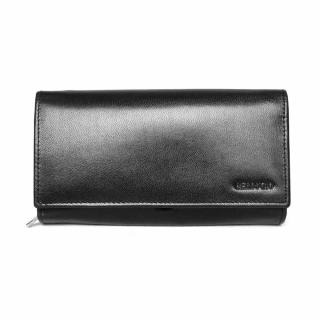 Dámská mírně lesklá kožená peněženka BELLUGIO (ZD-02R-064) černá | KabelkyproVas.cz