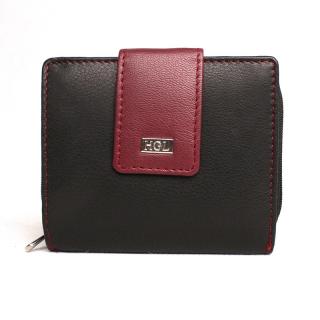 Dvouoddílová kožená peněženka HGL no. 4513 + RFID černo-vínová