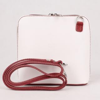 Kožená crossbody kabelka no. 55 bílo-červená