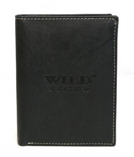 Kožená pánská peněženka Wild Tiger černá na výšku