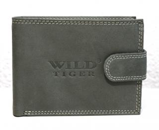 Kožená pánská peněženka Wild Tiger šedá s upínkou