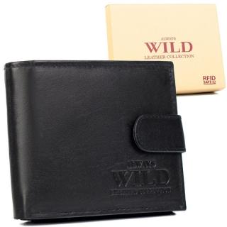 Kožená peněženka Always Wild N992L (SCR) s upínkou + RFID černá