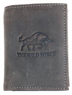 Kožená peněženka Born to be Wild s býkem šedohnědá