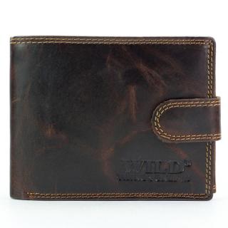 Kožená peněženka Wild Things Only!!! 5600B s upínkou + RFID tmavěhnědá