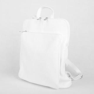 Kožený batoh/crossbody kabelka o obsahu cca. 7 l bílý