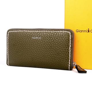 Luxusní celozipová kožená peněženka Gianni Conti 2868 tmavězelená