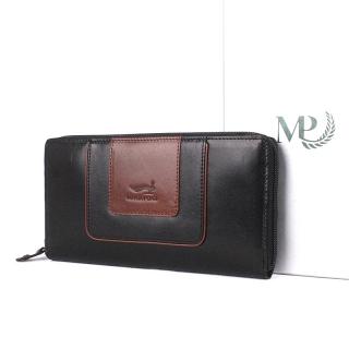 Luxusní celozipová kožená peněženka Marta Ponti B513 černo-tmavěhnědá