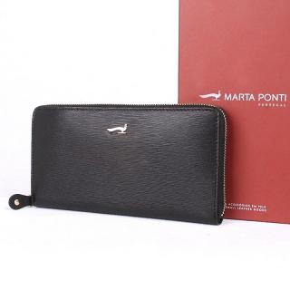 Luxusní celozipová kožená peněženka Marta Ponti P002 černá