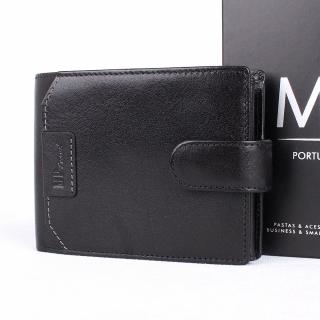 Luxusní hladká kožená peněženka Marta Ponti no. B640R + RFID černá