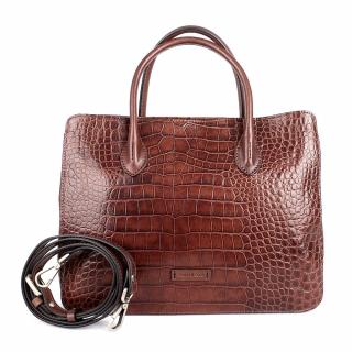 Luxusní středně velká kožená kabelka do ruky Gianni Conti 18 hnědá